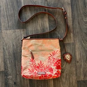 Tommy Bahama tropical leafs embroidered Handbag Cross Body